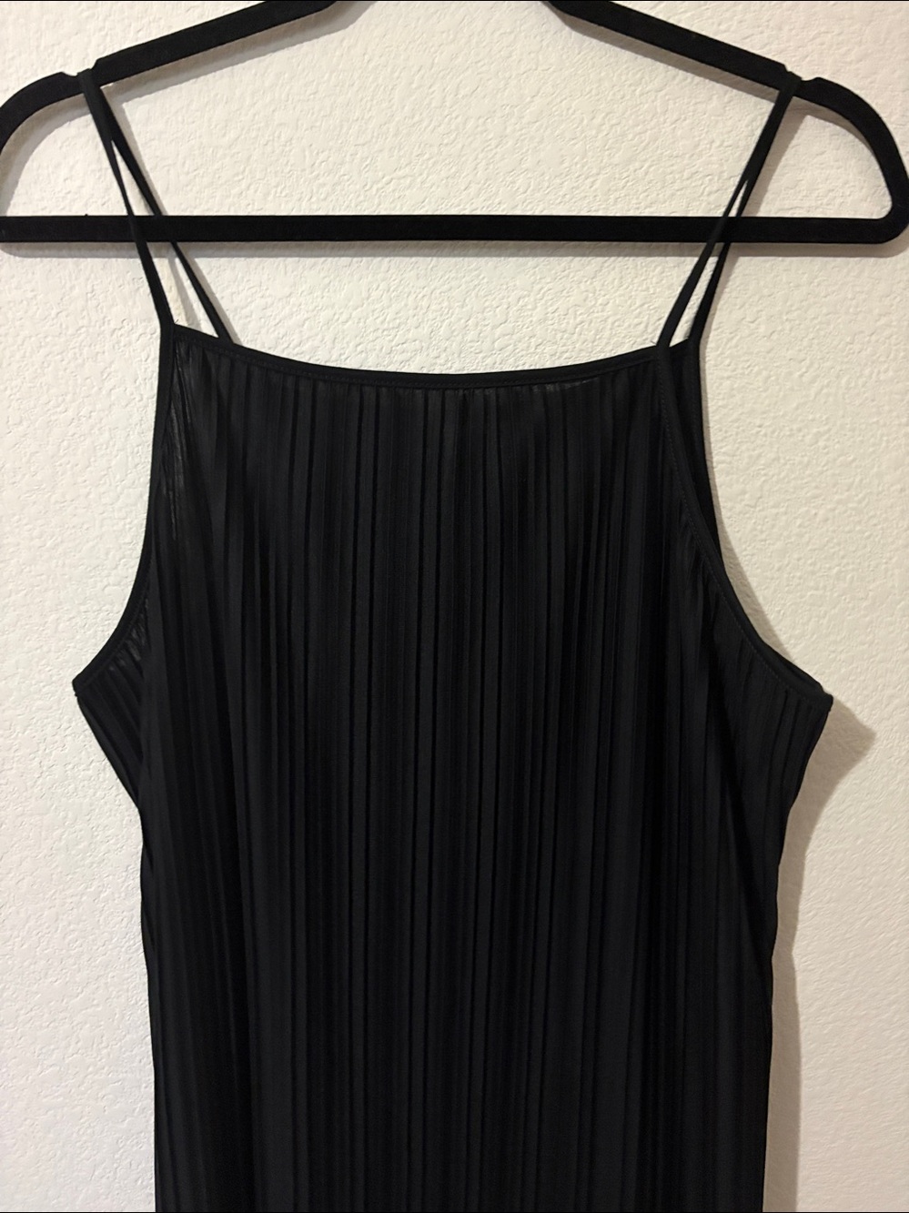 a new day sleeveless plissé maxi dress fine vertical pleats thin spaghetti strap - Picture 4 of 9